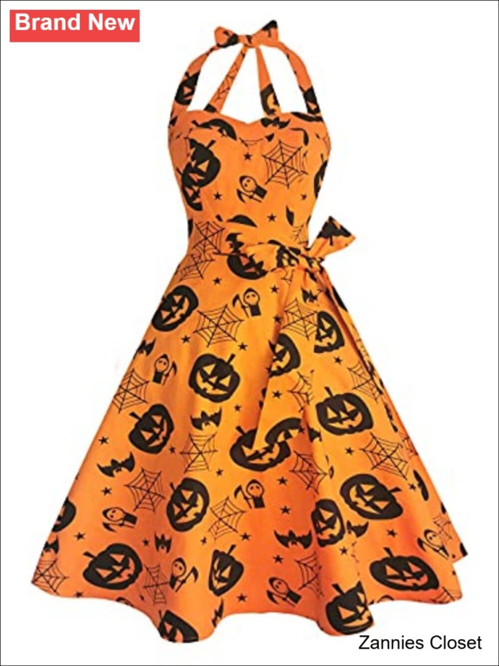 👻 Topdress Women's Vintage Polka Dot Halter Retro Cocktail Swing Dress 1950s
